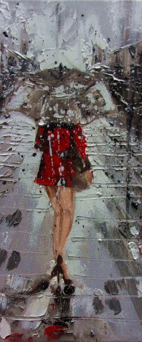 " SPRING... " original painting CITY palette knife by Monika Luniak