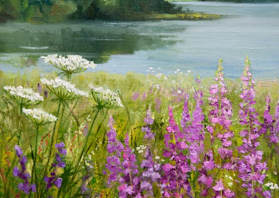 Summer landscape Oil painting