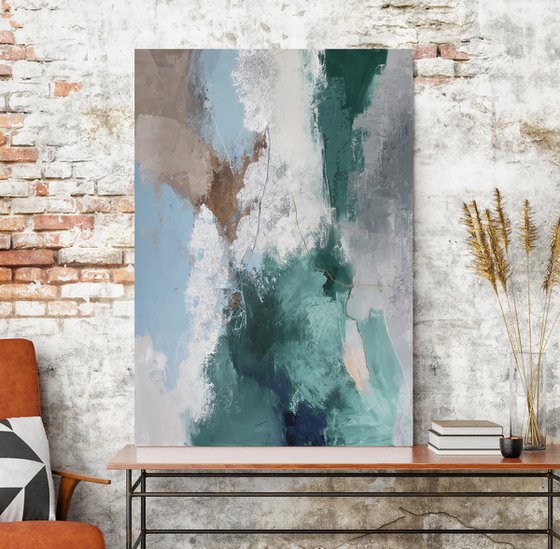 "West Coast" Abstract green blue gray art