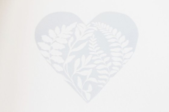 Limited edition Fern Heart lino print