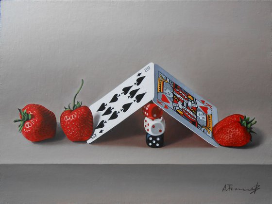 Still Life with Cards, Dice and Strawberries