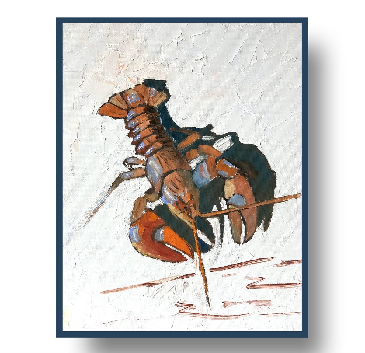 Impressionistic Animal Oil Painting By Vita Schagen, 9 X 12", Lobster., Original Artwork