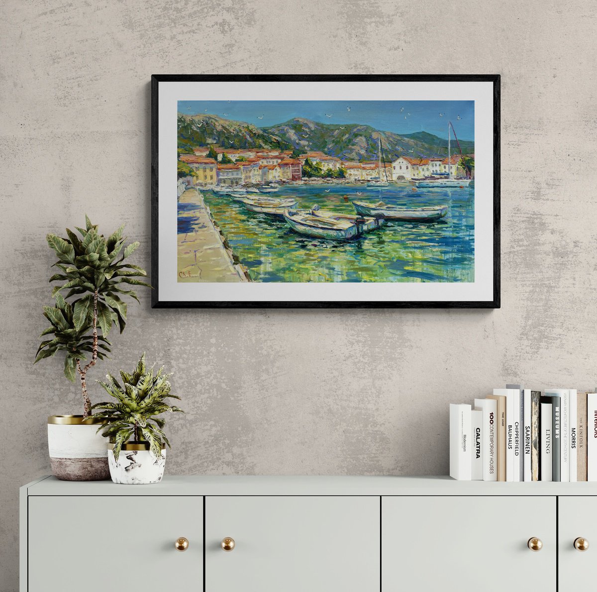 Impressionistic Landscape Oil Painting By Evgeny Chernyakovsky, 31 X 20, Jetty By The Sea, Original Artwork