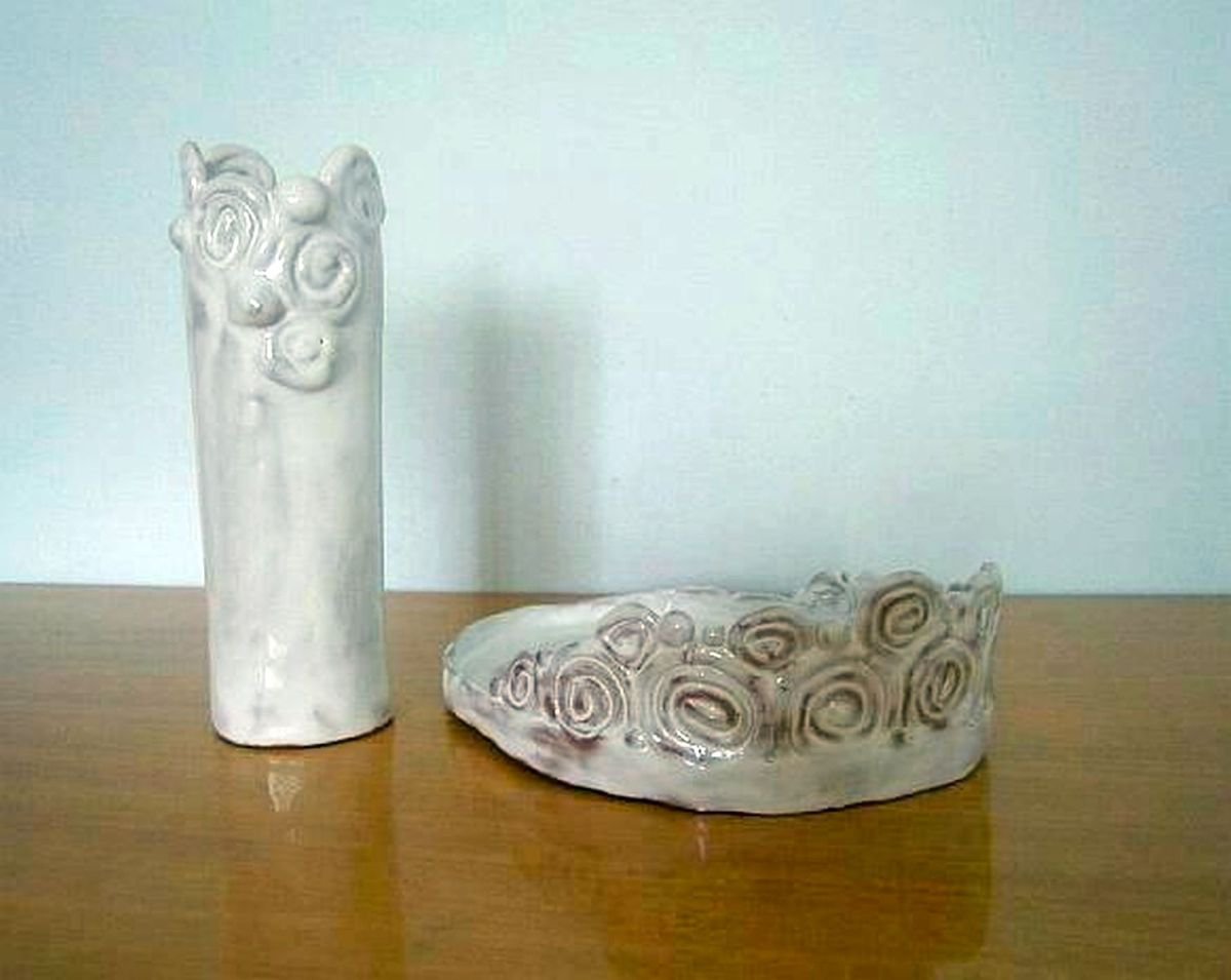 Ceramic vase with a bowl 3 .. by Em�lia Urban�kov�
