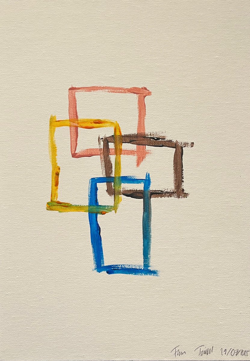 Geometric Abstract Acrylic Painting By Franz Friedel, 8 X 12, Boundaries I, Original Artwork