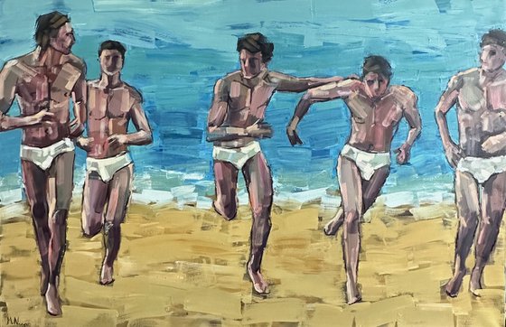 Naked men at the beach