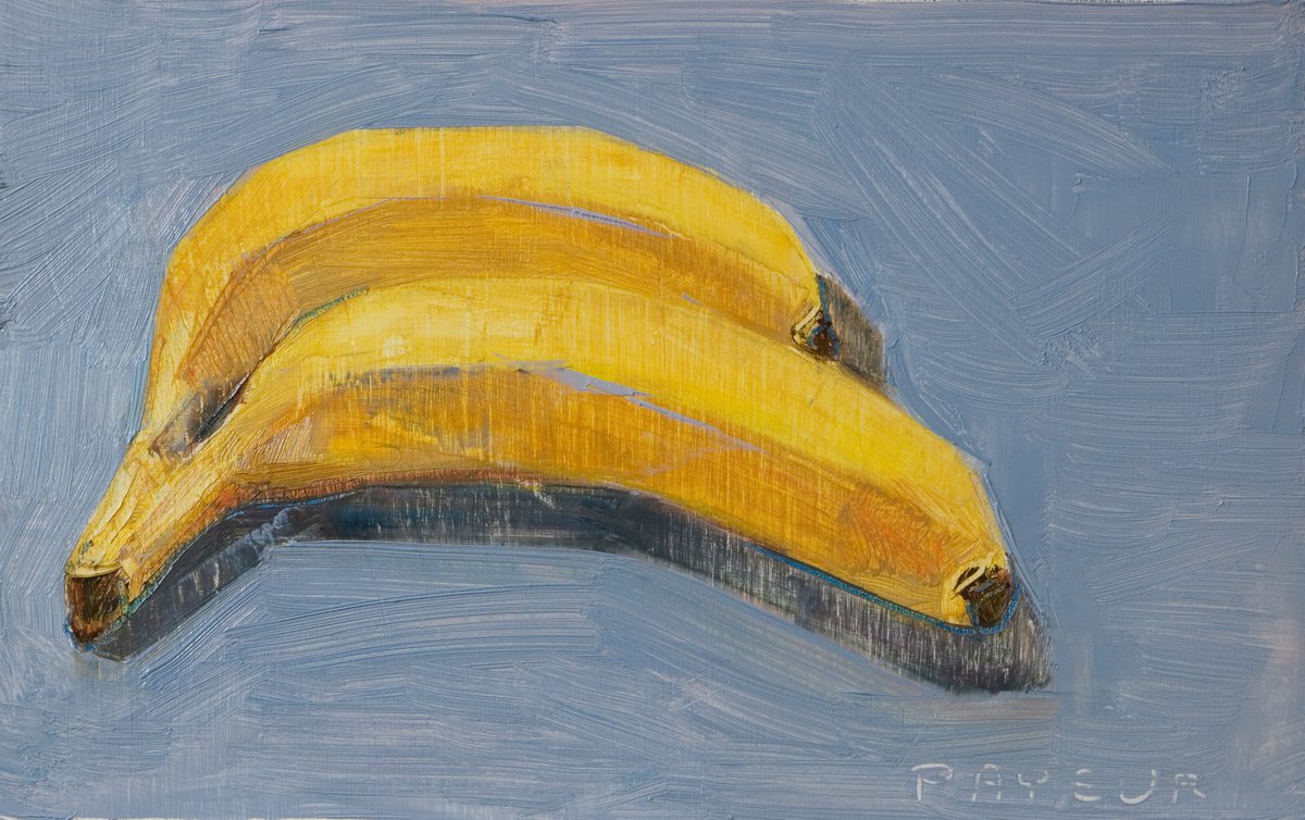modern still life of blue banana by Olivier Payeur