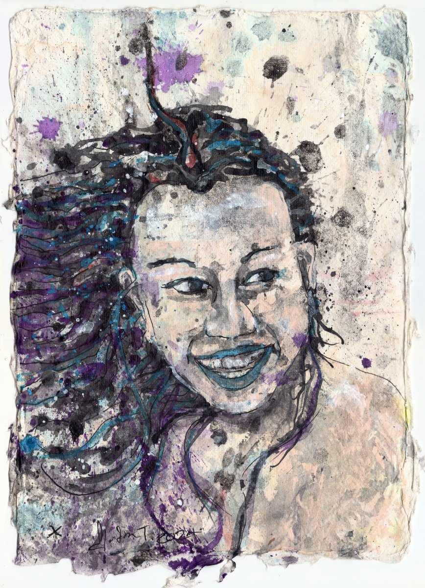 Expressive Portrait Acrylic Painting By Gordon T., 10 X 14, X, Original Artwork