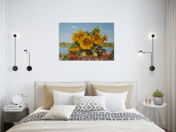 Sunflowers Painting Fruits Art