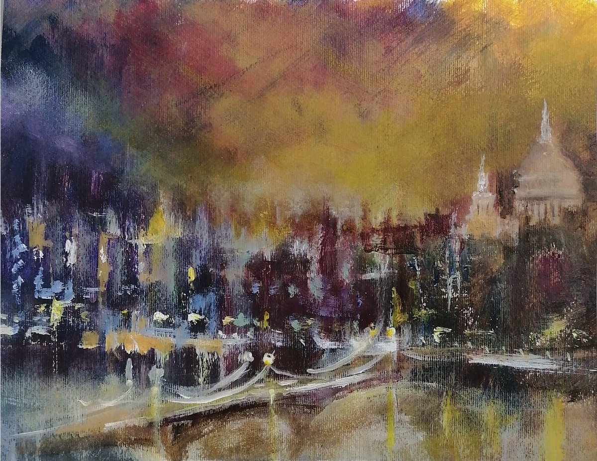 Impressionistic Cityscapes Acrylic Painting By Alan Harris, 14 X 11, St Paul