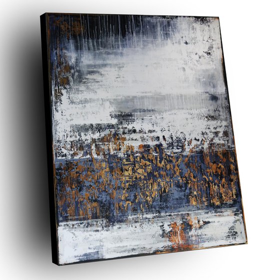 STEEL BLUE - 150 x 120 CM - TEXTURED ACRYLIC PAINTING ON CANVAS * INDUSTRIAL