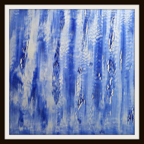 Sliding time - blue (n.276) - 90 x 90 x 2,50 cm - ready to hang - acrylic painting on stretched canvas by Alessio Mazzarulli