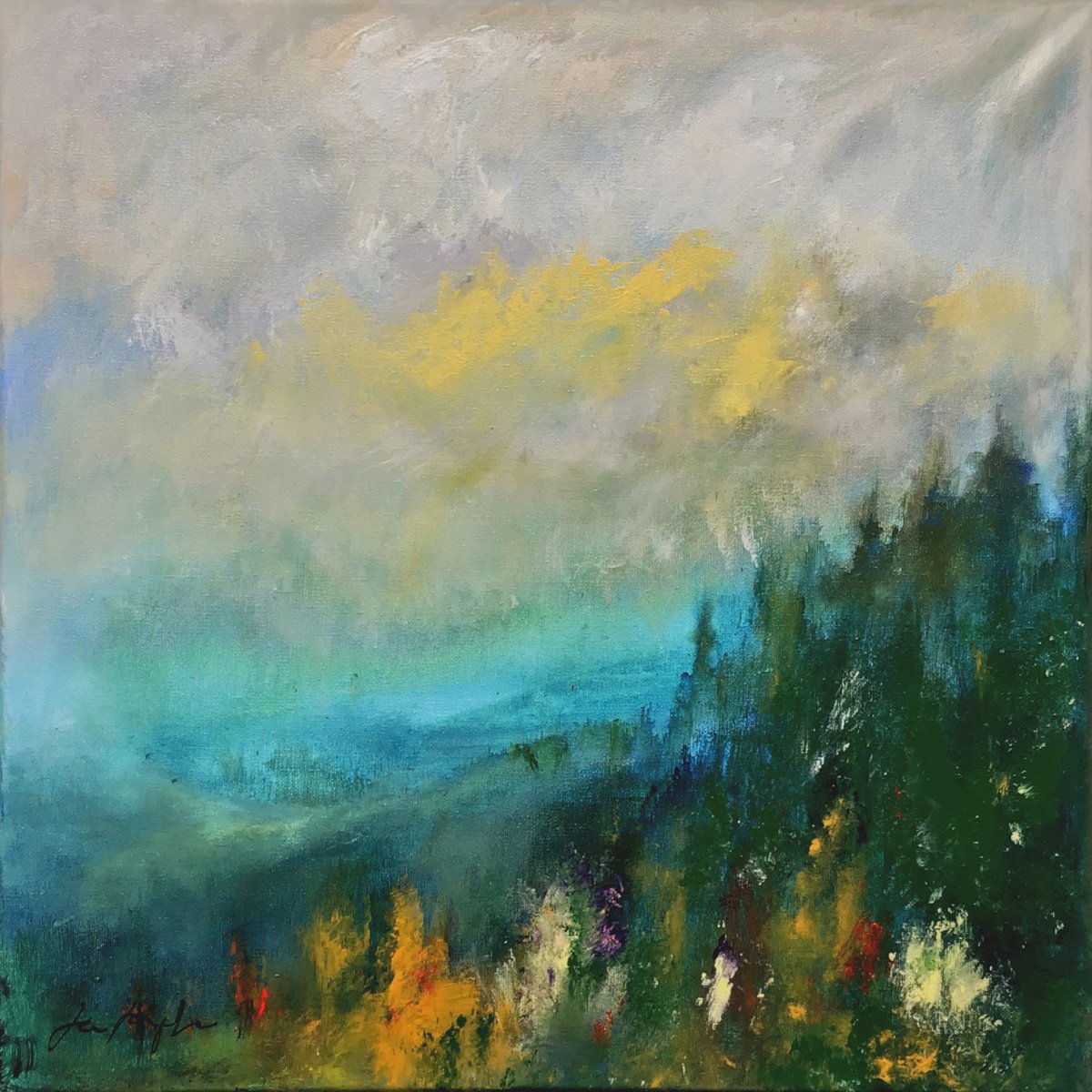 Early Light 5 - Acrylic painting, 50 x 50cm by Jon Joseph