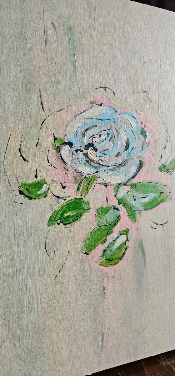 Abstract white rose on delicate soft white