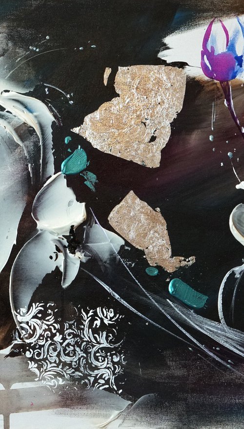 Ethereal Beauty painting with black and blue shades. Contemporary abstraction Art by Annet Loginova