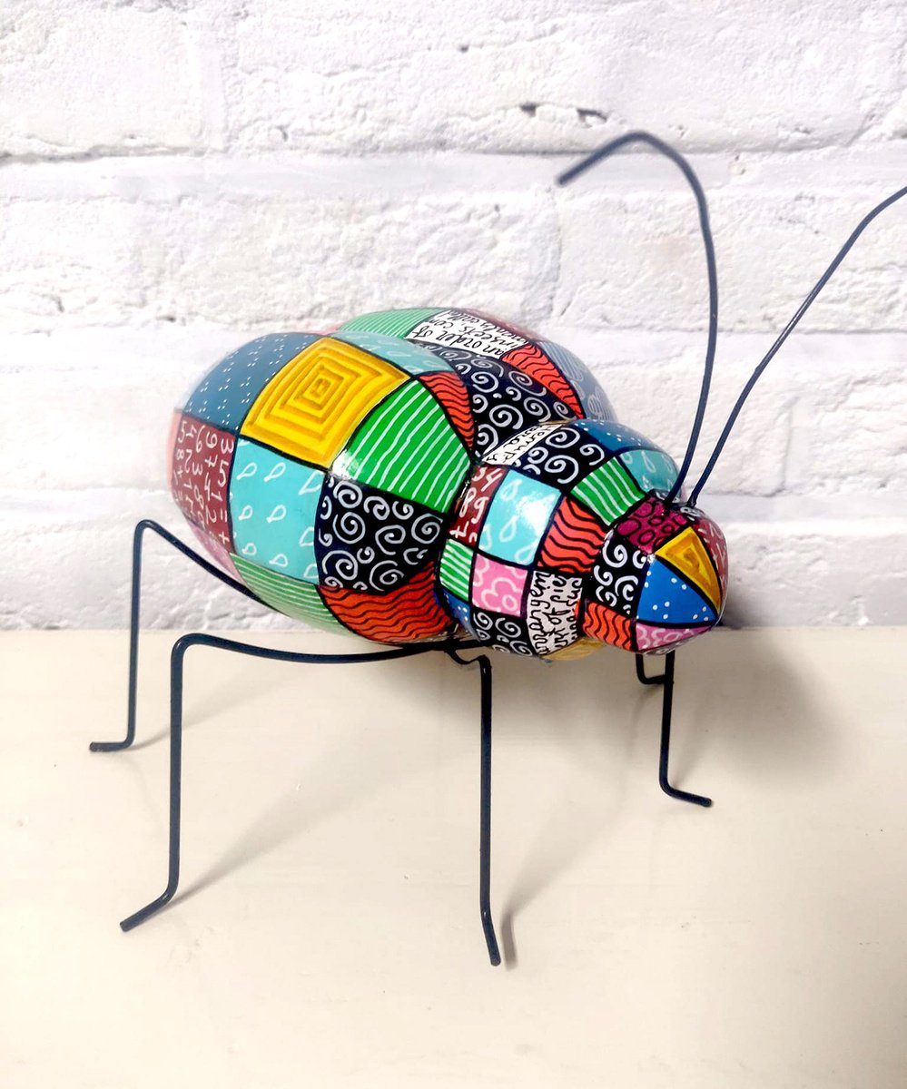 Naive Animal Sculpture By Vio Valova, 7 X 6", Bug, Original Artwork