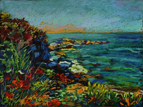 Landscape  /  ORIGINAL OIL PASTEL PAINTING by Salana Art Gallery