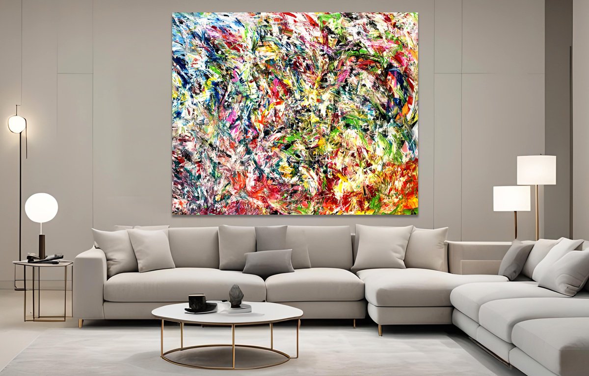 Organic Abstract Acrylic Painting By Estelle Asmodelle, 67 X 55, Untitled 88, Original Artwork