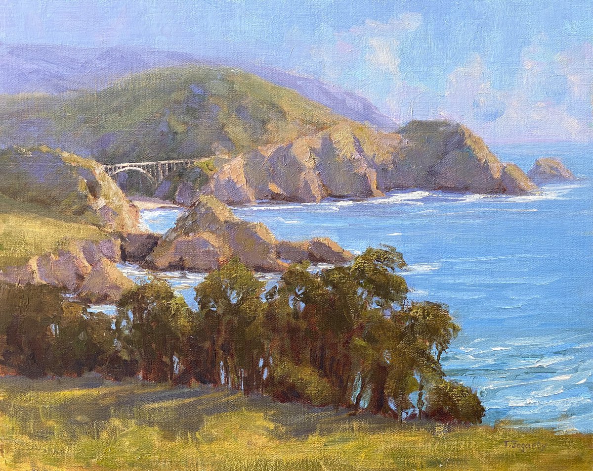 Impressionistic Landscape Oil Painting By Tatyana Fogarty, 20 X 16", Coastal Dream Trip, Original Artwork
