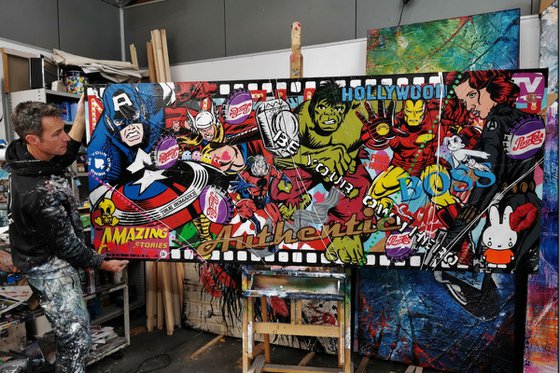 Hero's - Then There Were 5 240cm x 100cm Avengers Urban Pop Art