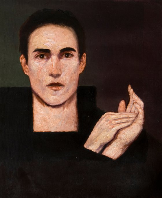 impressionist self portrait in black