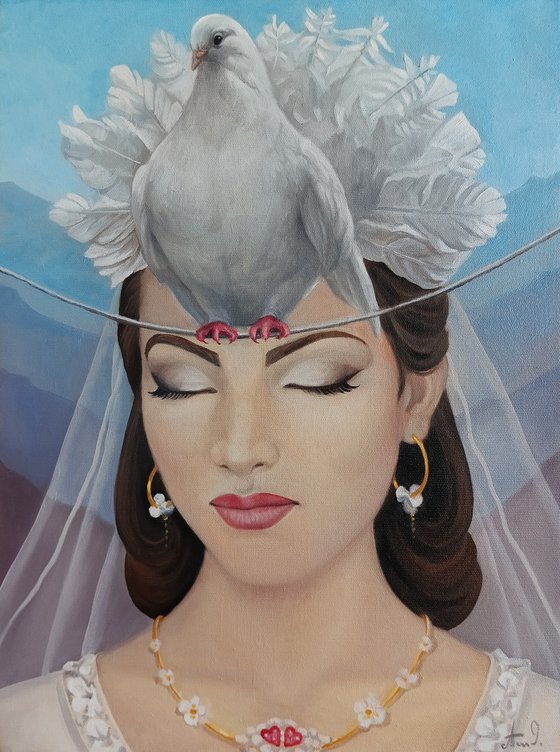 The bride 30x40cm, oil painting, surrealistic artwork