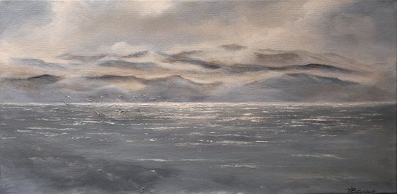 Out by the Sea Land Sea and Sky Seascapes Ocean paintings Fog paintings