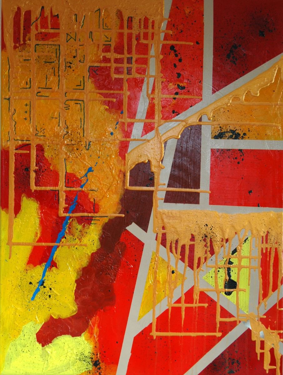 Abstract Acrylic Painting By Cb., 29 X 39, Abstract On Canvas 128, Original Artwork