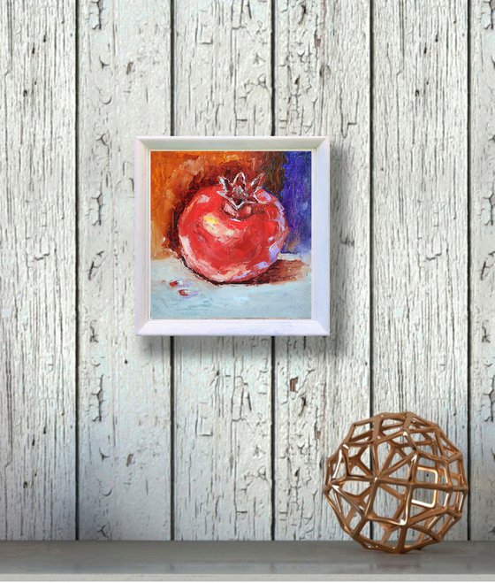 Pomegranate Painting Original Art Fruit Still Life Wall Art Kitchen Artwork