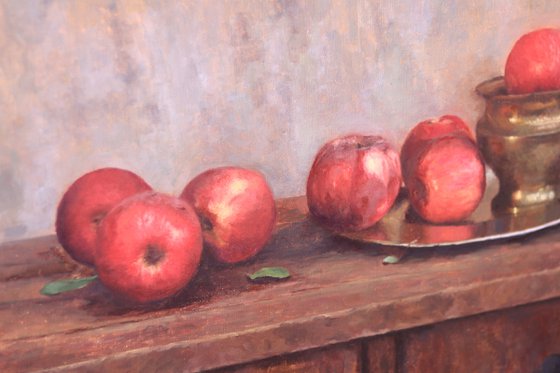 Still life with red apples