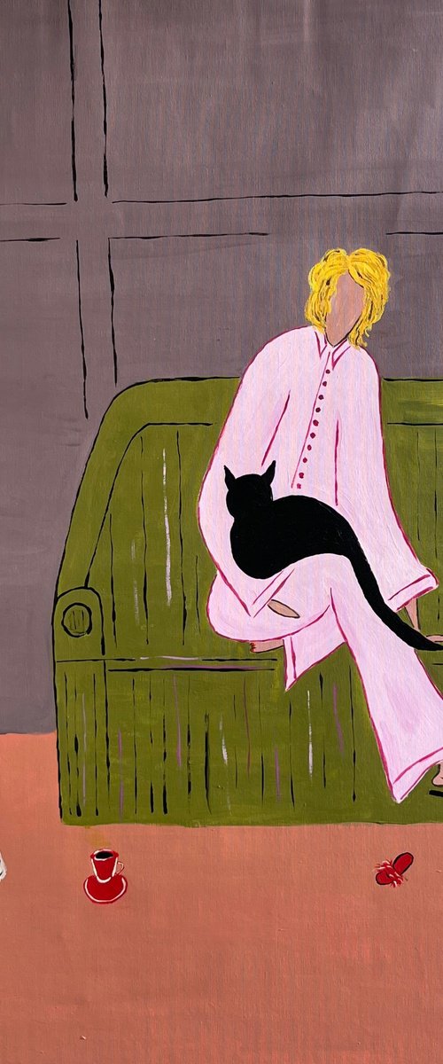 Woman... Cat... Cozy Home... by Halyna Kirichenko