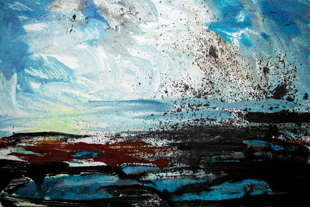 Abstract Landscape Limited Edition Print By Elizabeth Anne Fox, 20 X 13, Snowstorm, Original Artwork