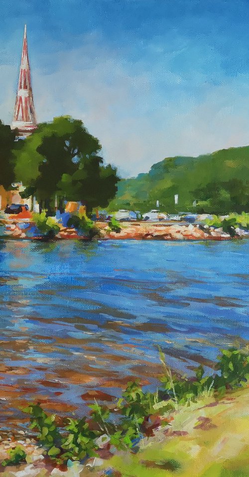 Mahone bay, original, one-of-a-kind acrylic on wide-edges canvas painting (16x20") by Alexander Koltakov