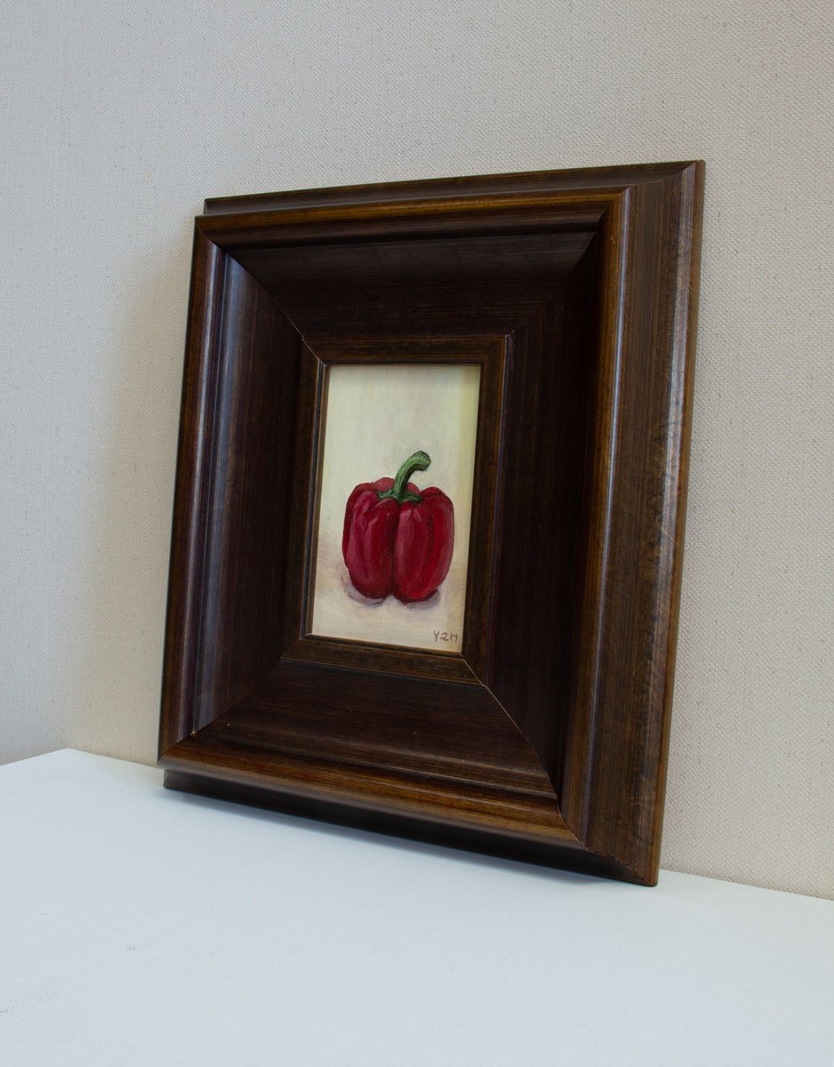 Photorealistic Still Life Oil Painting By Zhao Hui Yang, 11 X 13", Capsicum, Original Artwork