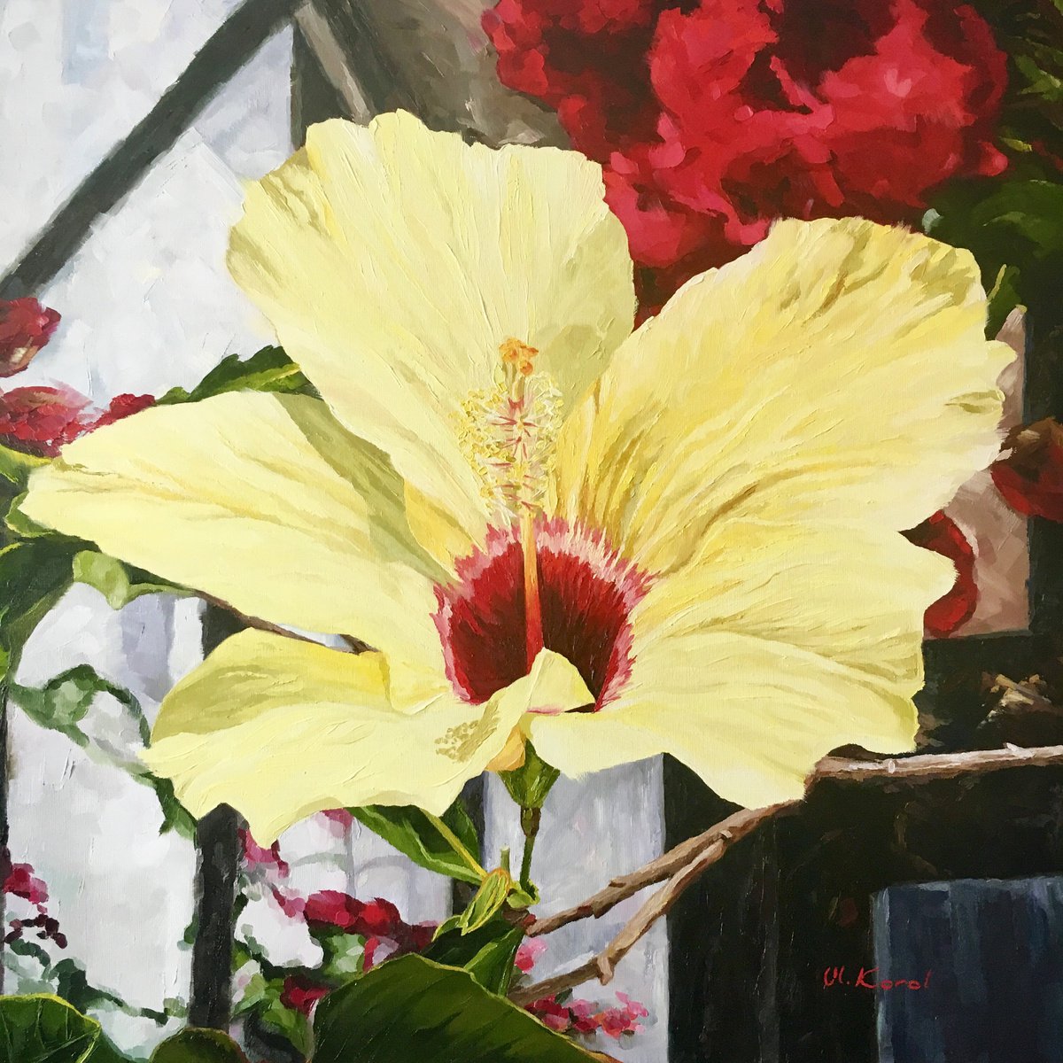 Photorealistic Botanical Oil Painting By Ulyana Korol, 28 X 28", Canarian Lemon, Original Artwork