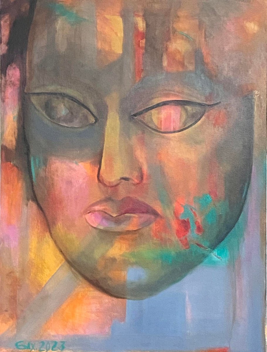Urban And Pop Oil Painting , Mask #9 By Leo Baxiner, 24 X 31, Artwork For Sale On Artfinder