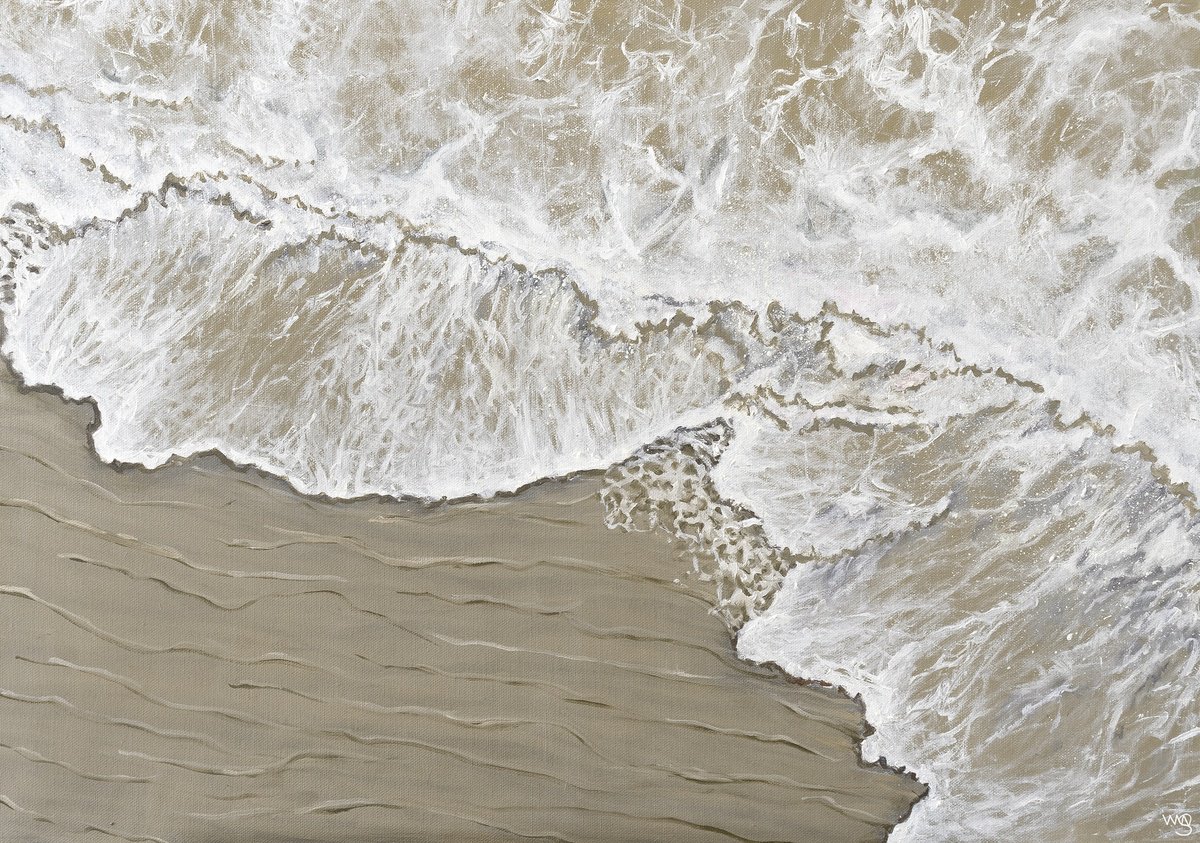 Photorealistic Landscape Oil Painting By Sarah Vms Art, 28 X 20", Sandy Beach, Original Artwork