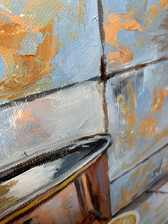 Simple joy. Copper pot and lemons.