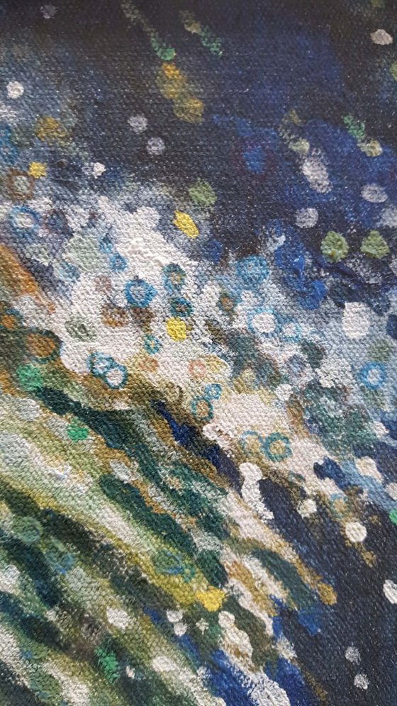 Milky Way Reflecting Mini Original Oil Painting 11 x 16: