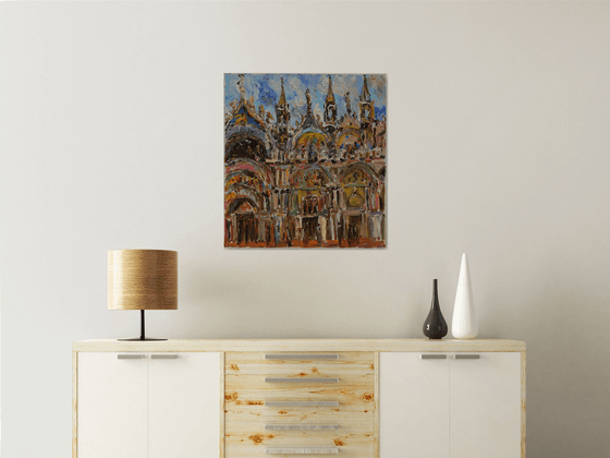 Venice, Piazza San Marco - Cityscape - Oil Painting - Blue Colours - Medium Size - Living Room Decor