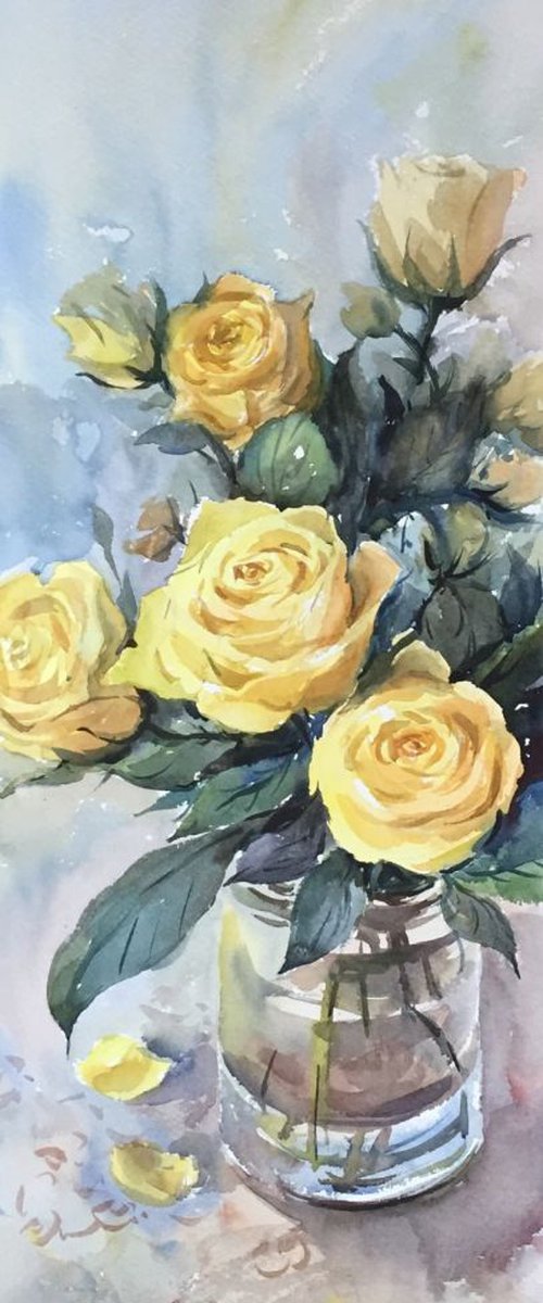 Yellow Roses by Jing Chen