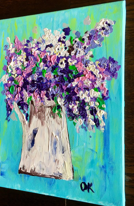 Flowers in a  Jar on turquoise