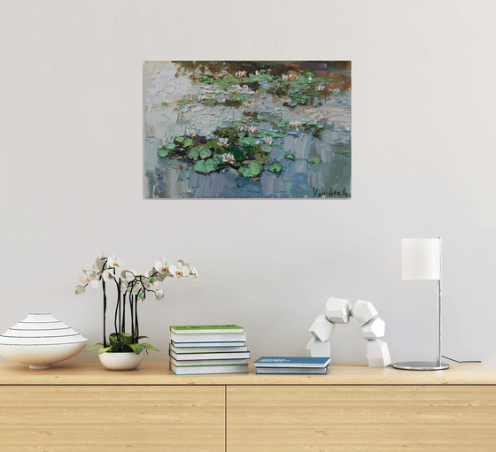 Water Lilies - Impasto Original Oil painting