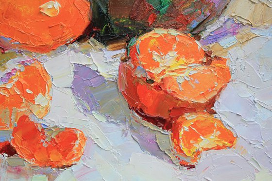 Tangerines on white