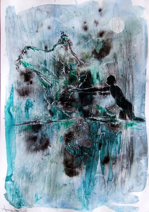 The fisherman  / Watercolour by Anna Sidi-Yacoub