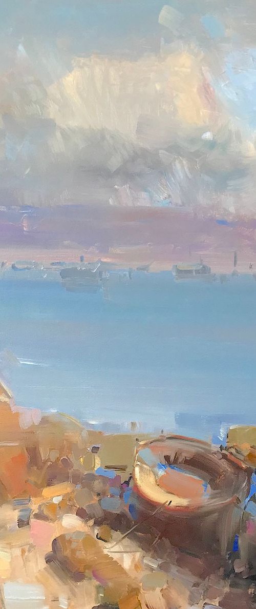 Seashore, Original oil painting, Handmade artwork, One of a kind Signed by Vahe Yeremyan