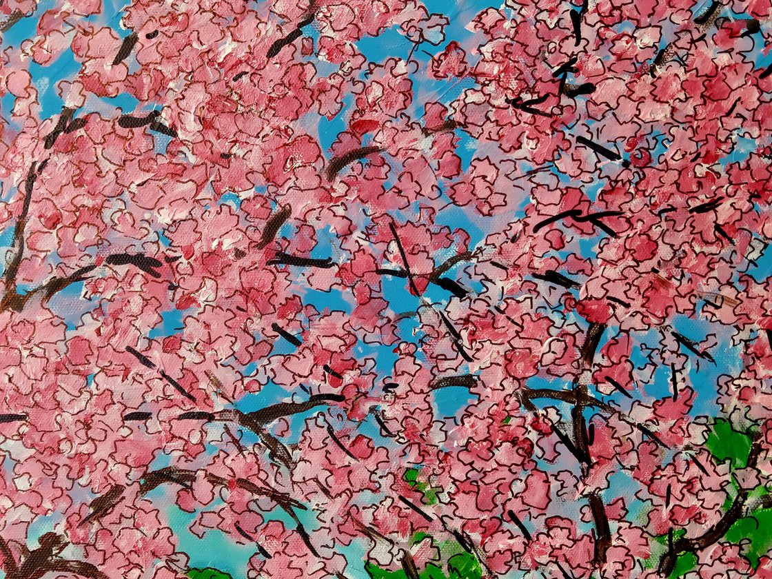 Original Acrylic Painting - Sakura (japanese Cherry Blossom