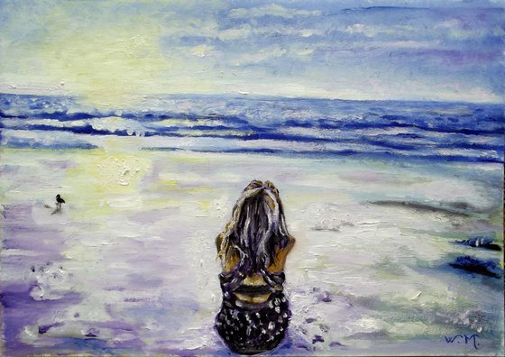 MEDITATION BY THE SEA - Seascape view - 42 x 29.5 cm