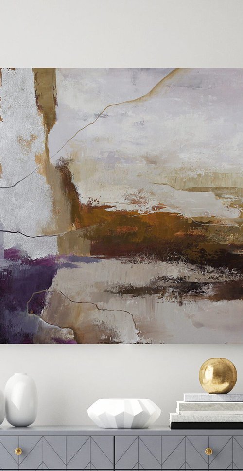 "Infinite" Purple brown silver abstract art by Yana Sagan
