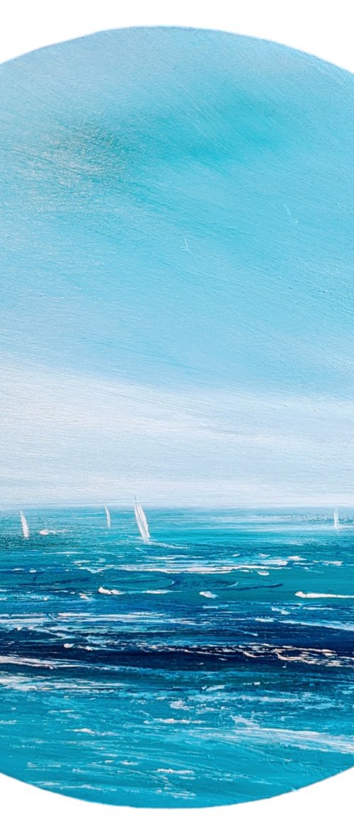 Circular  - Sail Boats at Sea by Mel Graham